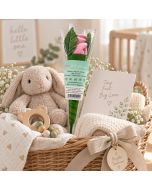 Babyblooms Baby Rosebud met lichtroze babysokjes in de vorm van een roos. Origineel kraamcadeau voor geboorte, babyshower of kraammand.