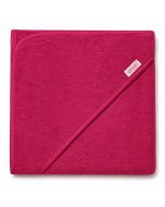 Zachte fuchsia baby badcape van 100% katoen, ca. 80 x 80 cm. Geschikt voor baby's en kinderen tot 3 jaar. Ideaal na het badderen.