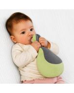 Cuddle Your Dummy speenknuffel in grijs en groen. Met houder voor een fopspeen, gemaakt van 80% katoen en 20% polyester en CE-gemarkeerd.