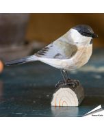 DecoBird - Glanskop | Houtgesneden vogel | lindenhout