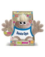 Verras opa met Hugmeez Klein Beste Opa: een superzachte knuffel met open armen en persoonlijke boodschap. Compact cadeau van ca. 150 x 245 mm.