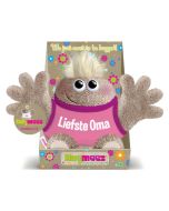 Hugmeez Klein Liefste Oma is een superzachte knuffel met open armen en persoonlijke boodschap. Ca. 150 x 265 mm, speciaal als lief cadeau voor oma.