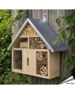 Insectenhotel met metalen dak ✔️ Voor bijen, vlinders & lieveheersbeestjes ✔️ Natuurlijke materialen ✔️ Beschermt tegen regen ➤ Ontdek nu
