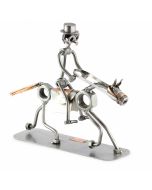 Handgemaakt Steelman Dressuurruiter beeldje van metaal. Met paard, ruiter, zadel en teugels. Origineel cadeau voor ruiter en paardenliefhebber.