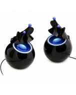 USB Mouse Speakers met 2 x 3 Watt, ingebouwde versterker en blauwe LED-verlichting. Plug & Play, zonder batterijen, voor Windows en Mac.