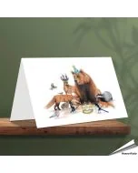 Verjaardagskaart met een leuke beer en zijn dierenvriendjes - www.hoezo-kado.nl