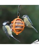 Vrolijke vetbolhouder voor tuinvogels ✔️ Gemaakt van duurzaam kunststof ✔️ Eenvoudig op te hangen & schoon te maken ➤ Bestel nu bij Hoezo-Kado!