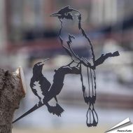 Metalbird - Blauwkapmotmot en Geelbrauwspecht (cortenstaal)