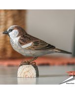 DecoBird - Huismus | Houtgesneden vogel | lindenhout