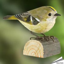 DecoBird - Goudhaan | Houtgesneden vogel | lindenhout