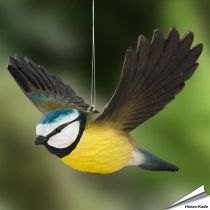 DecoBird - Vliegende Pimpelmees | Houtgesneden vogel