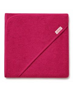 Zachte fuchsia baby badcape van 100% katoen, ca. 80 x 80 cm. Geschikt voor baby's en kinderen tot 3 jaar. Ideaal na het badderen.