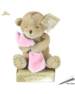 Button Corner - Knuffelbeer met roze dekentje