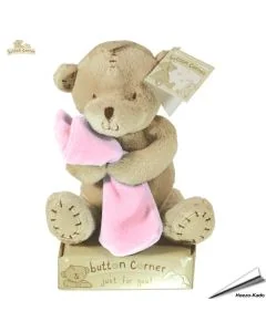 Button Corner - Knuffelbeer met roze dekentje