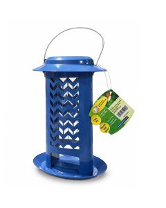 SUPA Chevron wildvogelvoerstation van metaal met omkeerbaar venster voor zaadmengelingen, zonnebloempitten en nigerzaad. Met opvangschaal en inhoud van 680 g.
