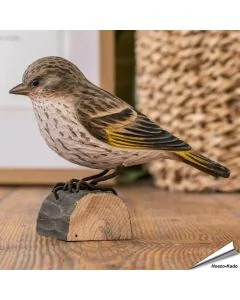 Houtgesneden vogel in de vorm van een Dennensijs is een mooie decoratie waar het hele gezin dol op zal zijn ✔️ Levensecht vorm- en kleur gegeven model ➤ Koop nu online bij Hoezo-Kado
