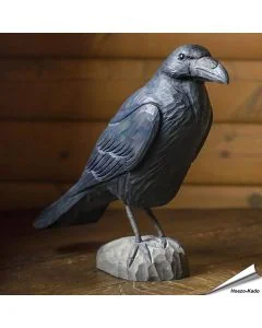 Houtgesneden vogel in de vorm van een Raaf is een mooie decoratie waar het hele gezin dol op zal zijn ✔️ Levensecht vorm- en kleur gegeven model ➤ Koop nu online bij Hoezo-Kado