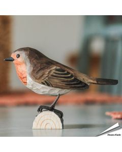 DecoBird - Roodborstje | Houtgesneden vogel | lindenhout