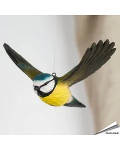 DecoBird - Vliegende Pimpelmees | Houtgesneden vogel