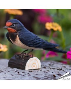 DecoBird - Boerenzwaluw | Houtgesneden vogel | lindenhout