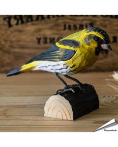 DecoBird - Sijs | Houtgesneden vogel | lindenhout