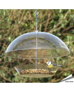 Hangende vogelvoederschaal met dak
