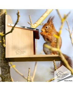 Eekhoorn voederhuis met metalen dak - www.hoezo-kado.nl