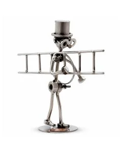 Handgemaakte Hinz & Kunst sculptuur van een schoorsteenveger met ladder, hoge hoed en gereedschap. Ca. 21 x 9 x 19 cm. Bijzonder cadeau voor een vakman.