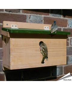 Kolonienestkast voor huismussen ✔️ 3 aparte nestkamers (34mm opening) ✔️ Duurzaam FSC-hout ✔️ Aanbevolen door Vogelbescherming NL ✔️ Bestel nu bij Hoezo-Kado!