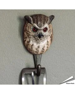 Kledinghaak van Wildlife Garden van de oehoe ✔️ Ambachtelijk uit hout gesneden ✔️ Origineel en decoratief cadeau ➤ Bestel nu op www.hoezo-kado.nl