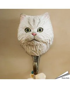 Kledinghaak van Wildlife Garden met een Perzische kat ✔️ Ambachtelijk uit hout gesneden ✔️ Origineel en decoratief cadeau ➤ Bestel nu op www.hoezo-kado.nl