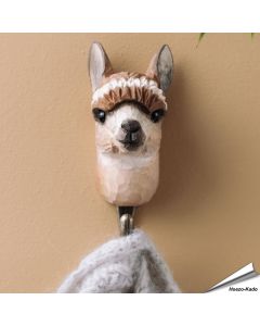 Kledinghaak - Alpaca ✔️ Gemaakt van hoogwaardig hout en met de hand beschilderd ✔️ Handgemaakt en milieuvriendelijk ✔️ Maximaal draagvermogen: 10 kg ➤ Bestel nu bij Hoezo-Kado