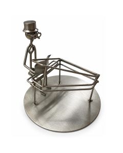 Metalen sculptuur van een pianist aan een vleugelpiano. Ca. 14,8 cm hoog. Origineel cadeau voor pianisten, pianodocenten en liefhebbers van pianomuziek.