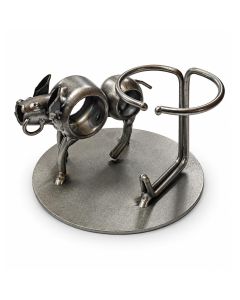 Metalen varken van ca. 6,7 cm met ovale kaartjeshouder van ca. 5,6 x 3,6 cm. Leuk voor visitekaartjes, naamkaartjes, foto's en notities.