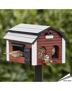 Voederschuur (rood) - Wildlife Garden ✔️ Houten voederhuis voor tuinvogels ✔️ Ideaal voor kleine vogels ✔️ Geïnspireerd door Scandinavisch design ➤ Bestel nu op Hoezo-Kado