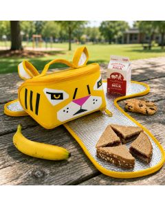 Munchler Lunch Pack Tijger voor kinderen: lunchrugzak met verstelbare banden, koelende voering en uitklapbare placemat voor school, picknick en onderweg.