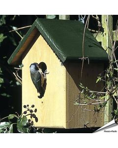 Houten nestkast voor tuinvogels ✔️ Invliegopening 34mm ✔️ Aanbevolen door Vogelbescherming Nederland ✔️ FSC 100% hout ➤ Koop nu bij Hoezo-Kado.nl
