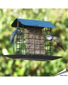 Premium vetblokhouder met regenkap en opvangschaal