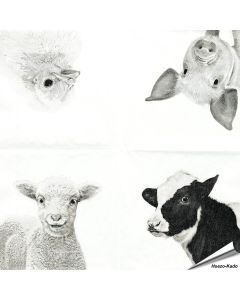 Stijlvolle servetten met koe, varken, schaap en kuiken van Esschert Design ✔️ FSC-papier, 3-laags, biologisch afbreekbaar ✔️ Perfect voor elke tafelsetting ➤ Bestel bij Hoezo-Kado