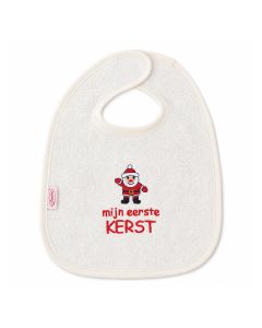 Feestelijk slabbetje voor baby's met kerstman en tekst "mijn eerste KERST". Van 100% katoen, ca. 22 x 25 cm en geschikt voor 0 tot 9 maanden.