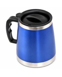 USB Travel Mug om koffie en thee langer warm te houden. Te gebruiken via USB of autolader, met deksel, handvat en meegeleverde USB-kabel.