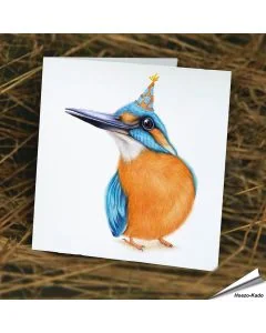 Vrolijke wenskaart met een ijsvogel ✔️ FSC-gecertificeerd papier ✔️ Inclusief kraft envelop ✔️ Bestel nu op www.hoezo-kado.nl