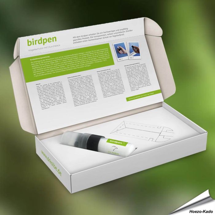 Voorkom vogelaanvaringen met de Birdpen ✔️ Onzichtbare UV-bescherming voor ramen ✔️ Eenvoudig aan te brengen ➤ Bestel nu bij Hoezo-Kado.nl