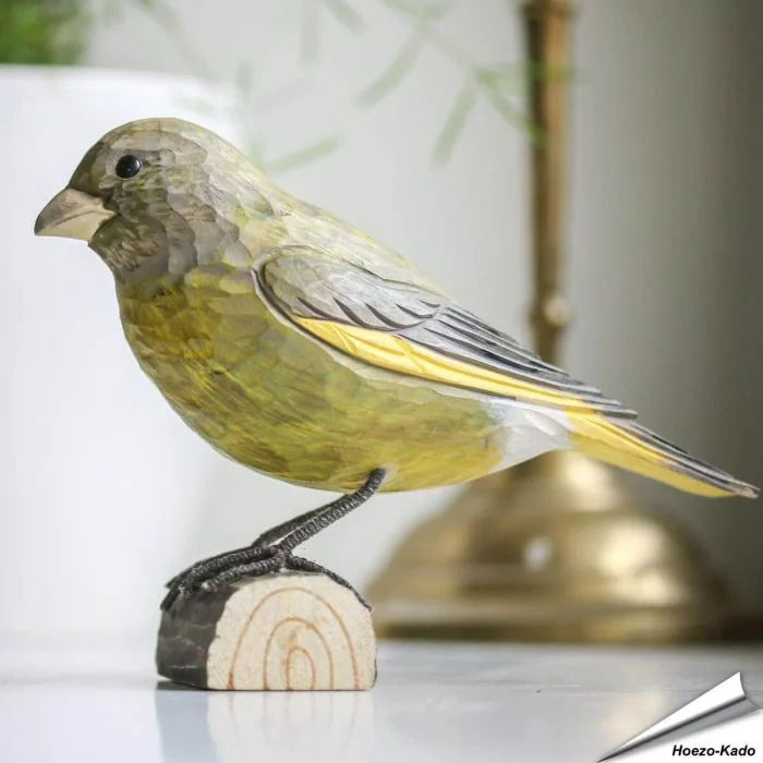 Houtgesneden vogel - Groenling - Decobird
