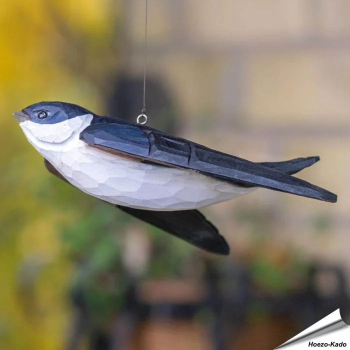 DecoBird - Huiszwaluw | Houtgesneden vogel | lindenhout