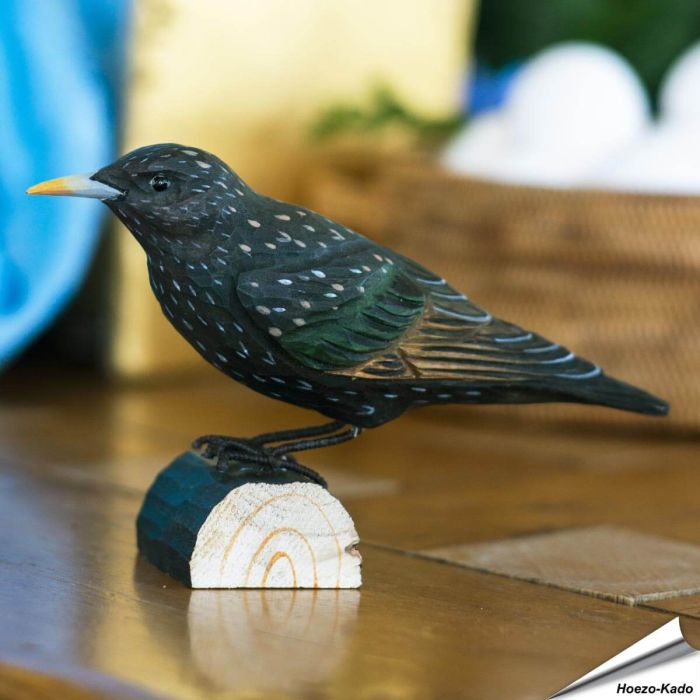 DecoBird - Spreeuw | Houtgesneden vogel | lindenhout