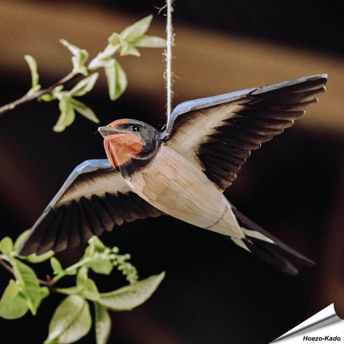 DecoBird - Boerenzwaluw | Houtgesneden vogel