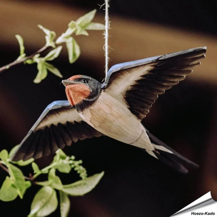 DecoBird - Boerenzwaluw | Houtgesneden vogel