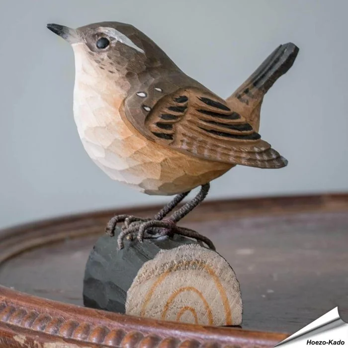 DecoBird - Winterkoning | Houtgesneden vogel | Wildlife Garden