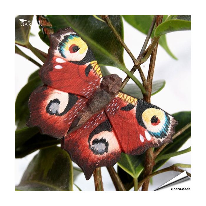 Houten vlinder - DecoButterfly - Koelkast Magneet - Dagpauwoog